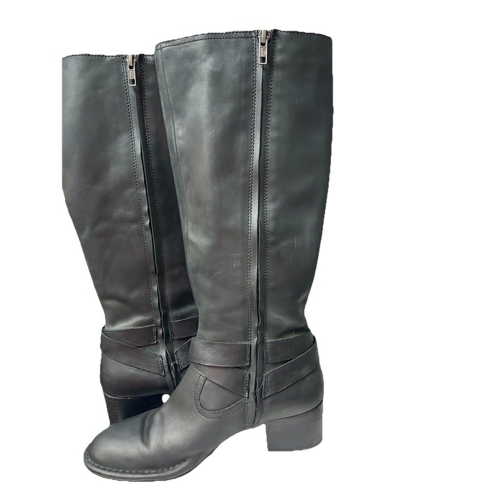 UGG Bandara Tall Black Leather Riding Boots Women's 8 Equestrian Minimalist - Picture 7 of 14
